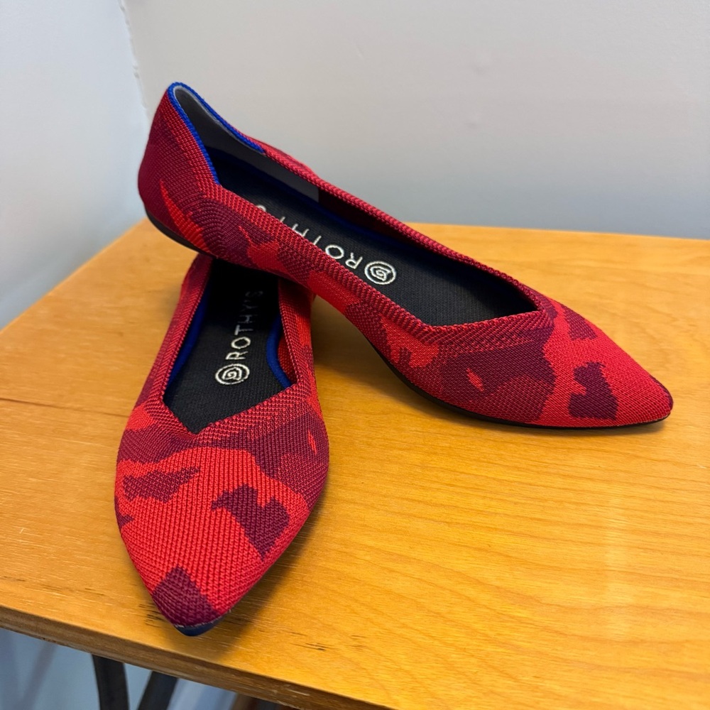Rothy's The Point Women's Red Camouflage Flats